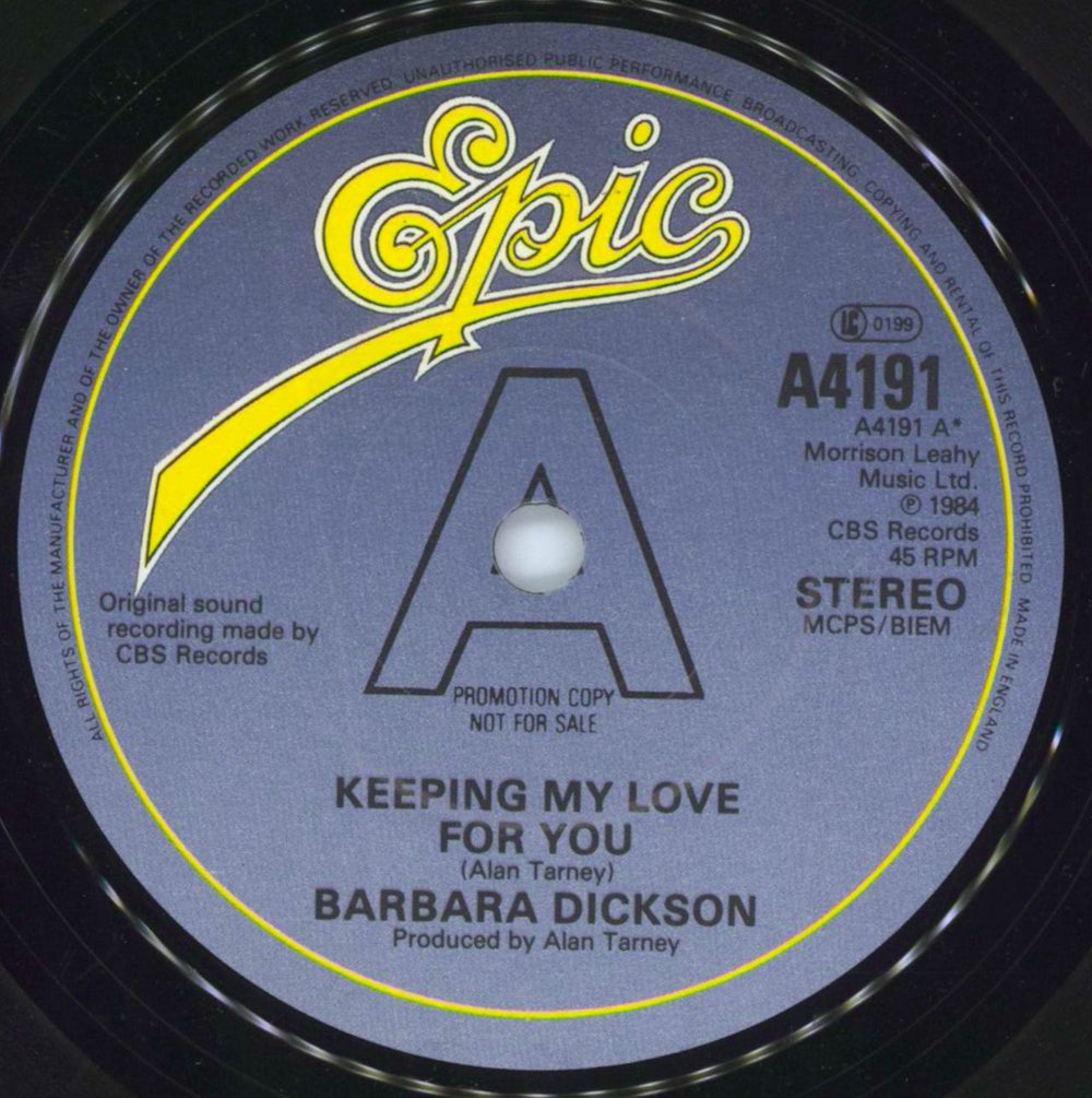 Barbara Dickson Keeping My Love For You UK Promo 7" vinyl single (7 inch record / 45) BDK07KE805187