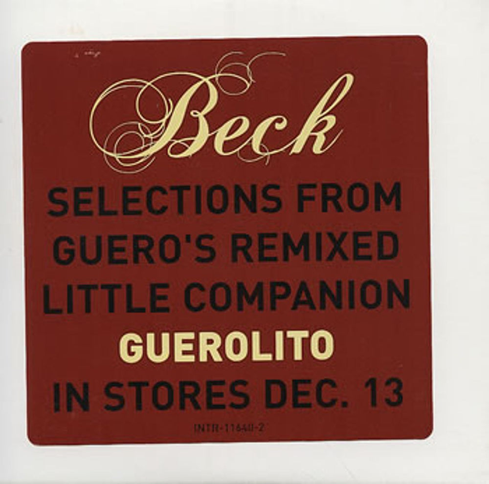 Beck Selection's From Guero's Little Companion US Promo CD single (CD5 / 5") INTR-11640-2