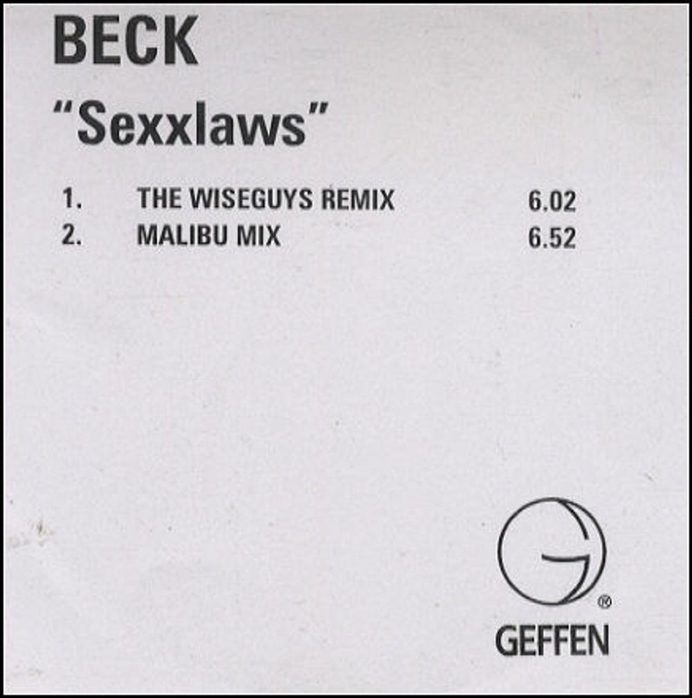 Beck Sexxlaws - Remixes UK Promo CD-R acetate CD ACETATE