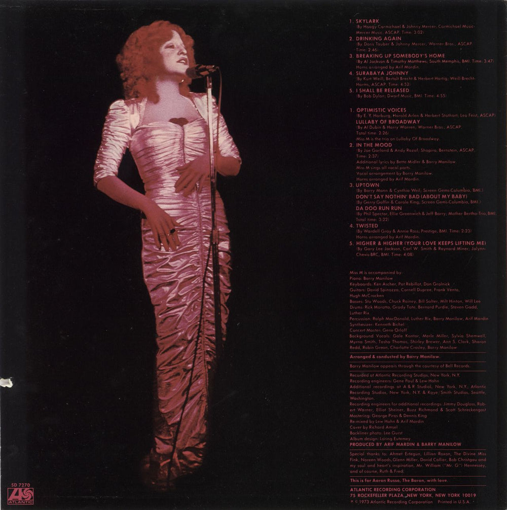 Bette Midler Bette Midler US vinyl LP album (LP record)