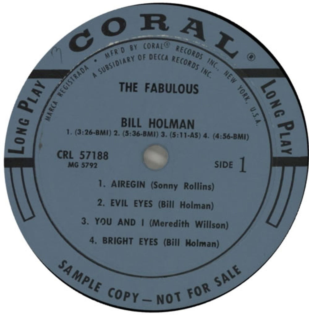 Bill Holman The Fabulous Bill Holman US Promo vinyl LP album (LP record) HLBLPTH588976