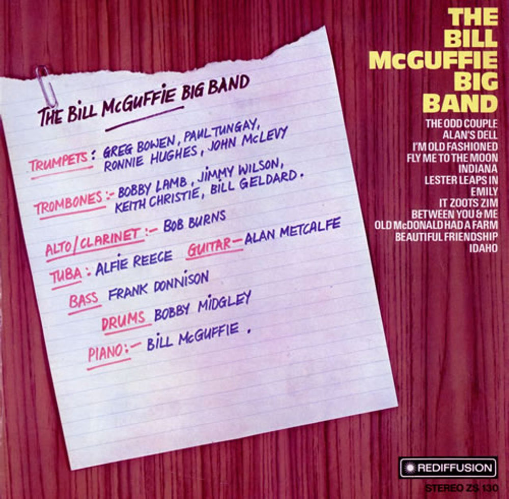 Bill McGuffie The Bill McGuffie Big Band UK vinyl LP album (LP record) ZS130