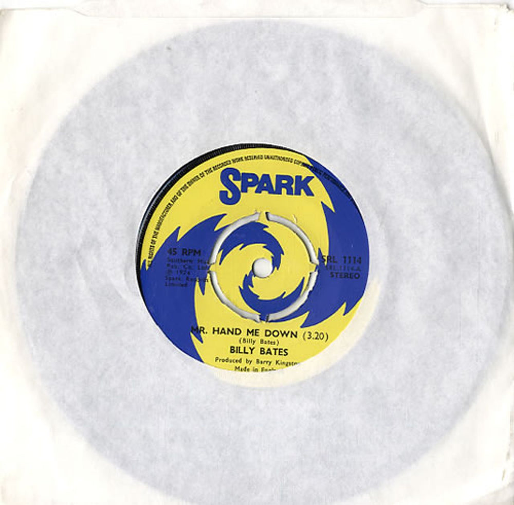 Billy Bates Mr. Hand Me Down UK 7" vinyl single (7 inch record / 45) SRL1114