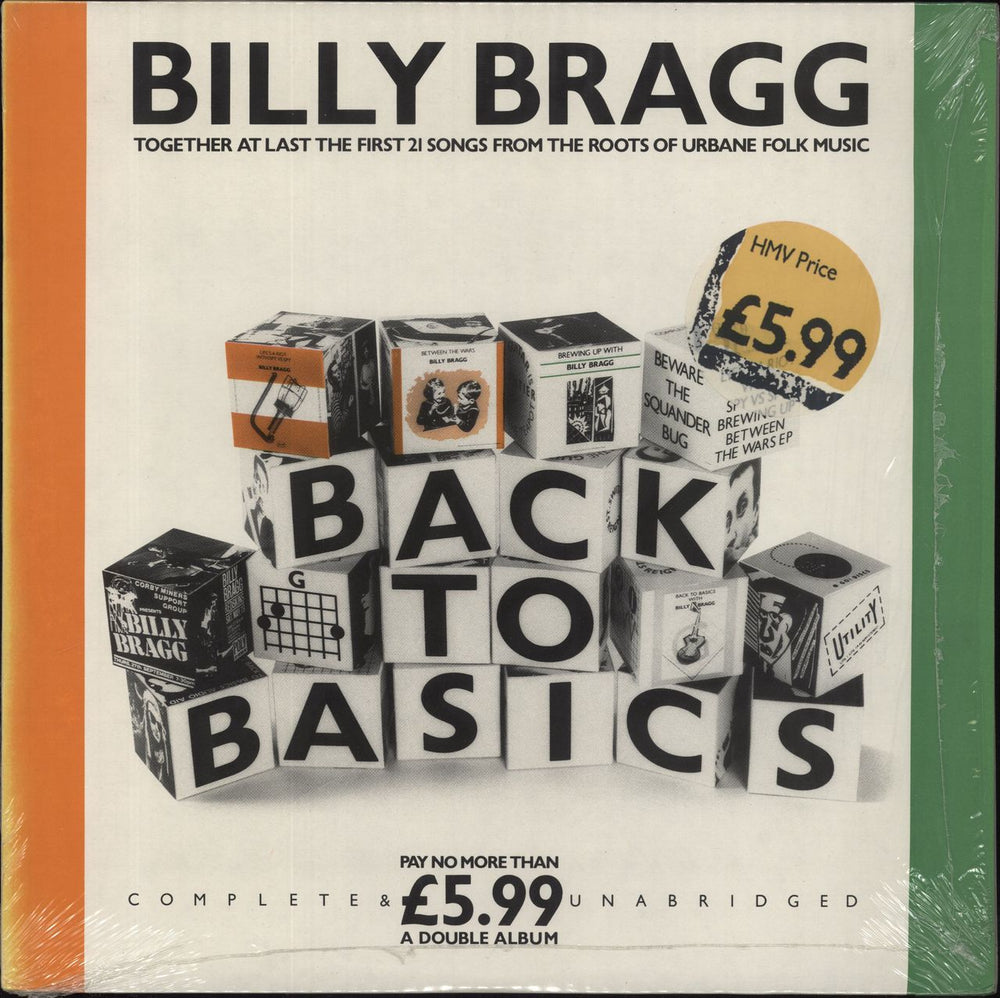 Billy Bragg Back To Basics - shrink UK 2-LP vinyl record set (Double LP Album) AGODP8