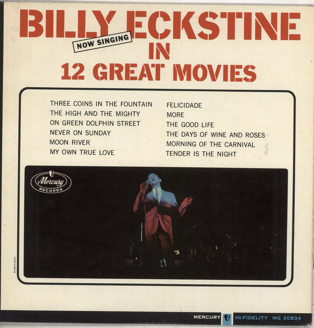 Billy Eckstine Now Singing In 12 Great Movies US vinyl LP album (LP record) MG-20834