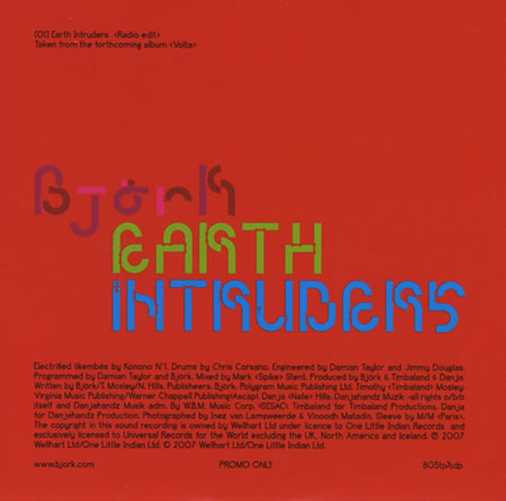 Björk Earth Intruders UK Promo CD single (CD5 / 5") BJKC5EA401150