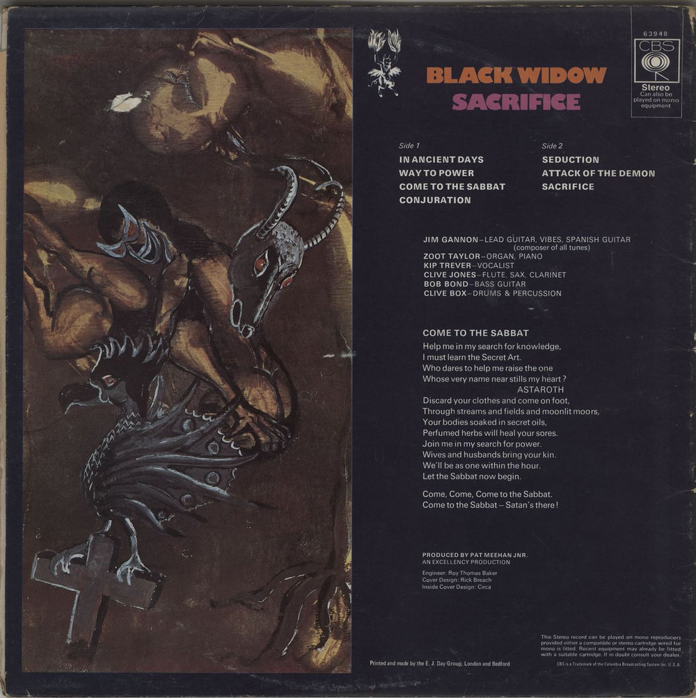 Black Widow Sacrifice - EX UK vinyl LP album (LP record)