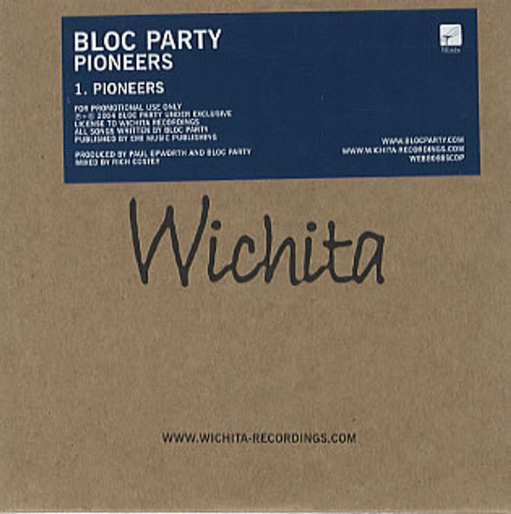 Bloc Party Pioneers UK Promo CD single (CD5 / 5") WEBB088SCDP