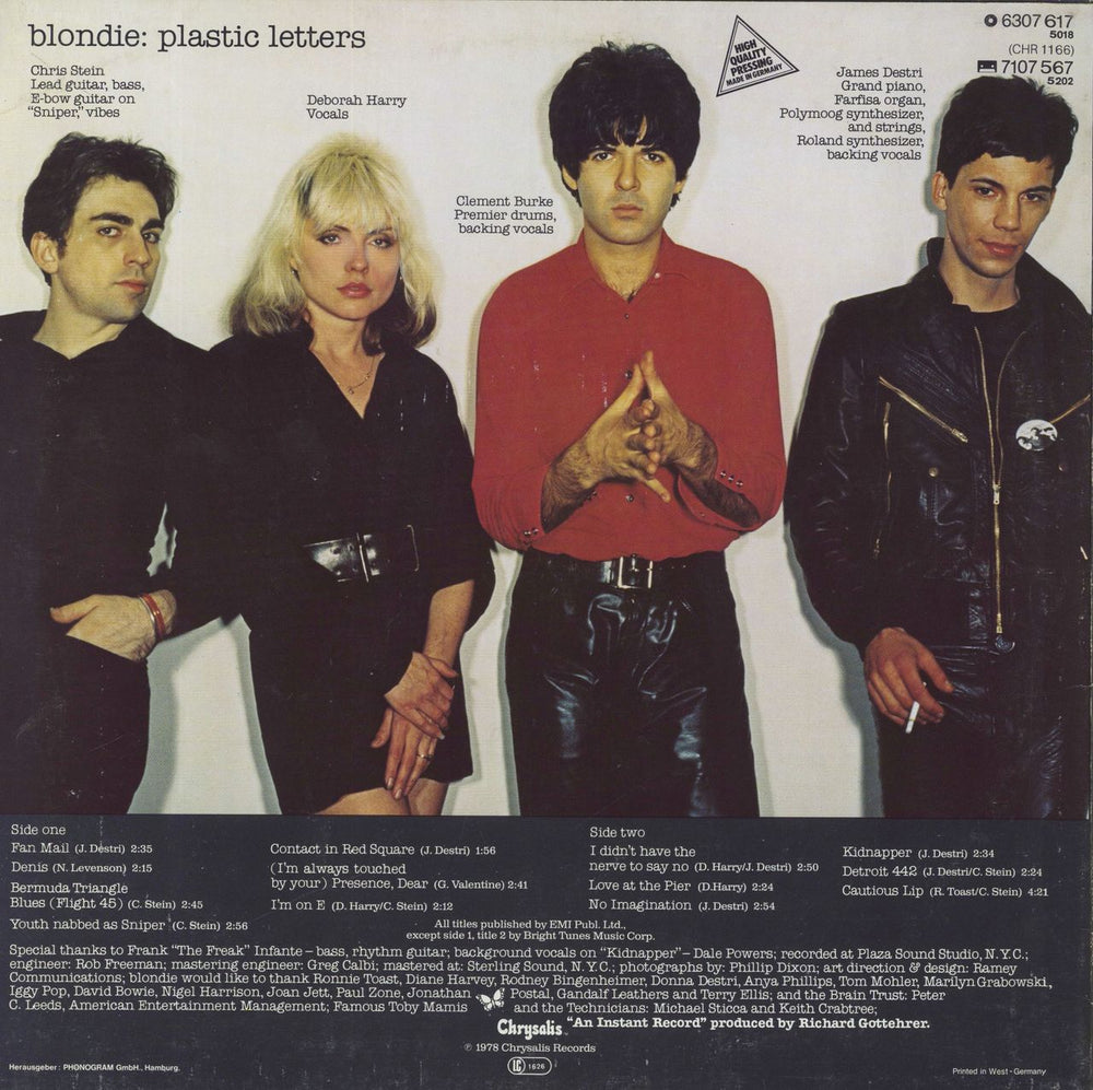 Blondie Plastic Letters German vinyl LP album (LP record)
