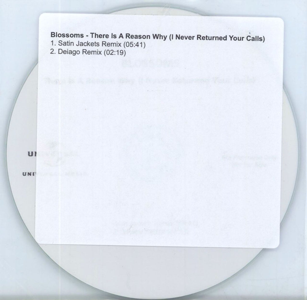 Blossoms There Is A Reason Why [I Never Returned Your Calls] - Remixes Swedish Promo CD-R acetate