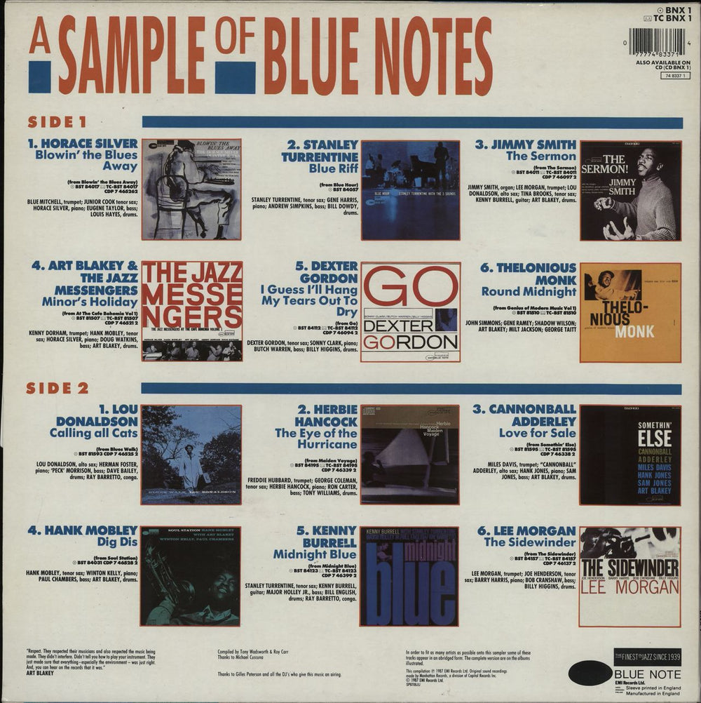 Blue Note A Sample Of Blue Notes + Insert UK vinyl LP album (LP record) 077774833714