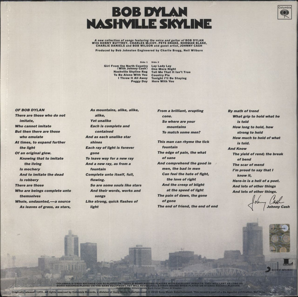 Bob Dylan Nashville Skyline: DeAgostini - 180gm - Sealed UK vinyl LP album (LP record)