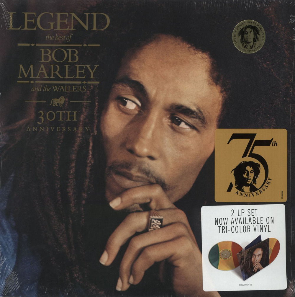 Bob Marley & The Wailers Legend - The Best Of - Tri-colour vinyl - Sealed 3 Stickers US 2-LP vinyl record set (Double LP Album) B0020867-01