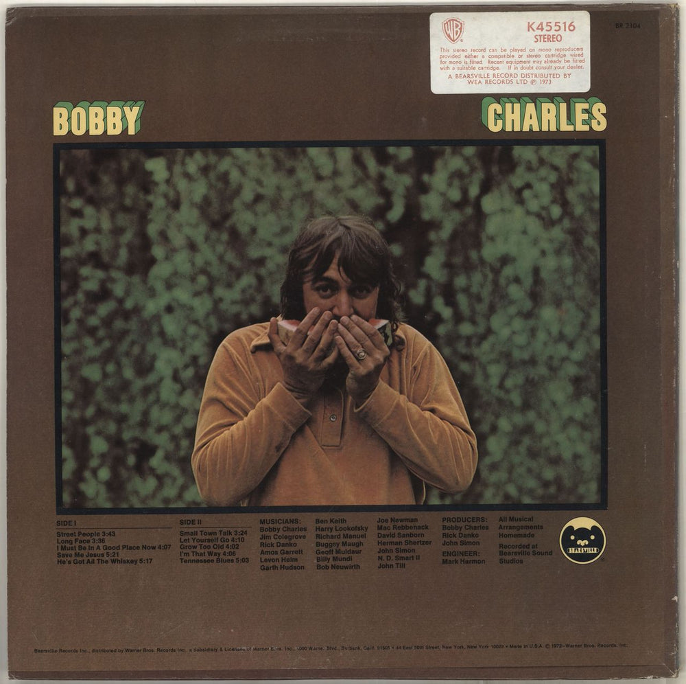 Bobby Charles Bobby Charles UK vinyl LP album (LP record)