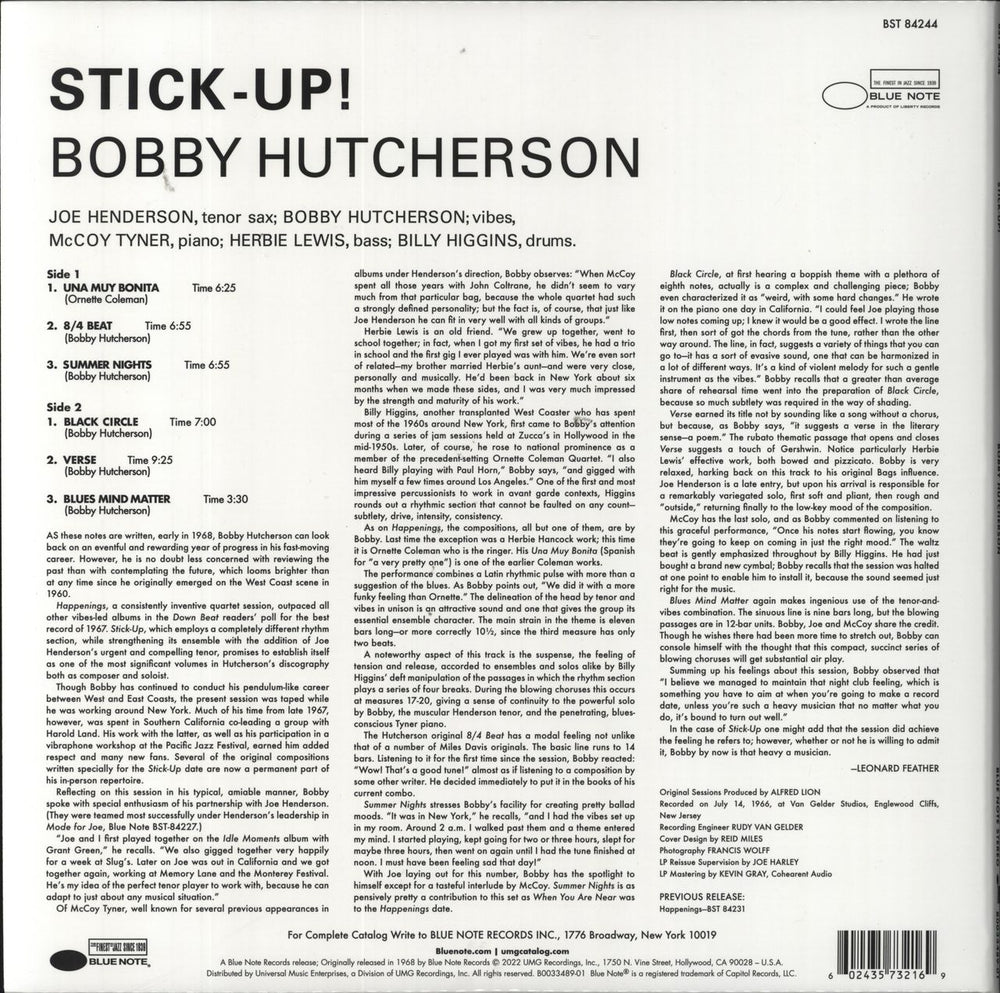 Bobby Hutcherson Stick-Up!: Tone Poet Series - 180gm Vinyl US vinyl LP album (LP record) 602435732169