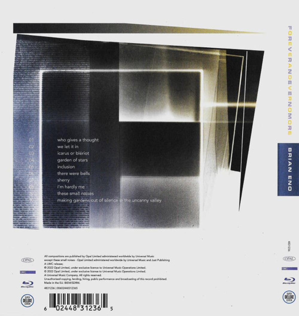 Brian Eno Foreverandevernomore - Dolby Atmos & Stereo Mixes UK Blu Ray Audio