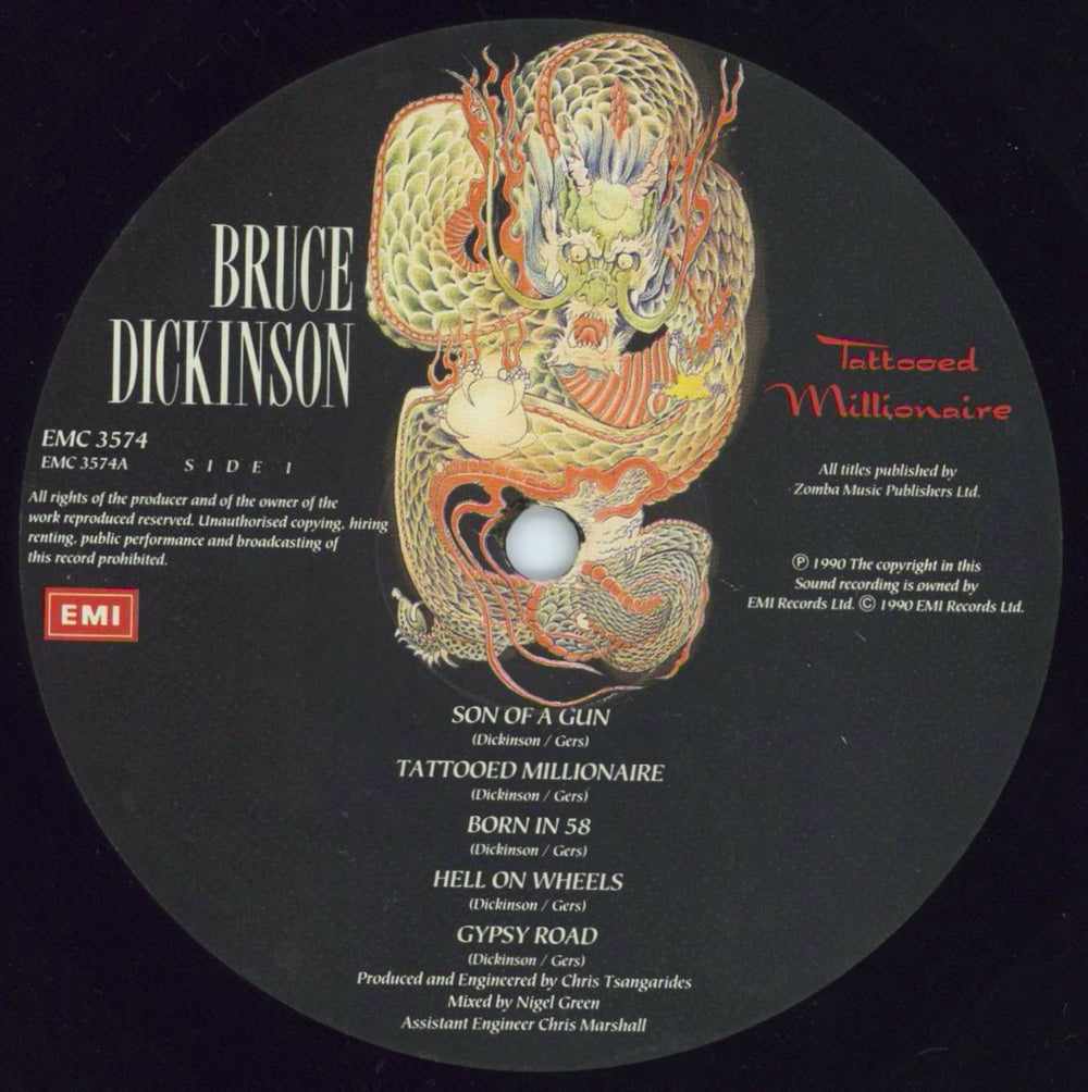 Bruce Dickinson Tattooed Millionaire UK vinyl LP album (LP record) BRDLPTA150363