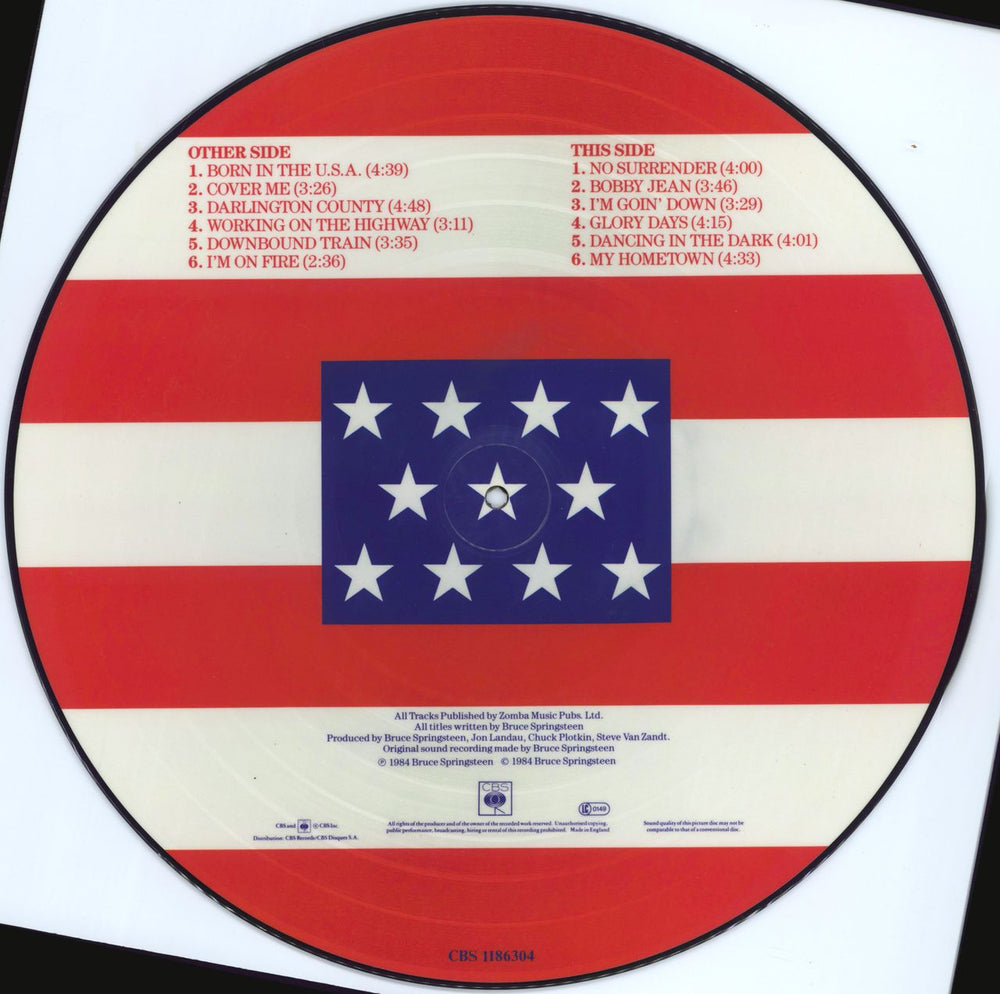 Bruce Springsteen Born In The U.S.A. UK picture disc LP (vinyl picture disc album) SPRPDBO536381