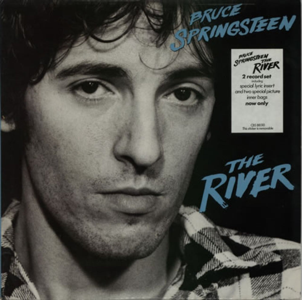 Bruce Springsteen The River - Stickered + Lyric insert UK 2-LP vinyl record set (Double LP Album) 88510