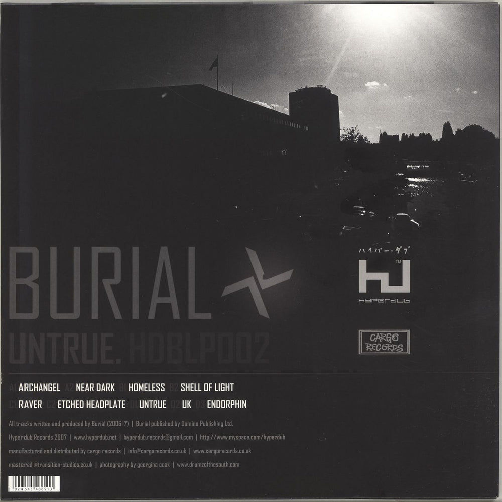 Burial Untrue UK 2-LP vinyl record set (Double LP Album) E1R2LUN704628