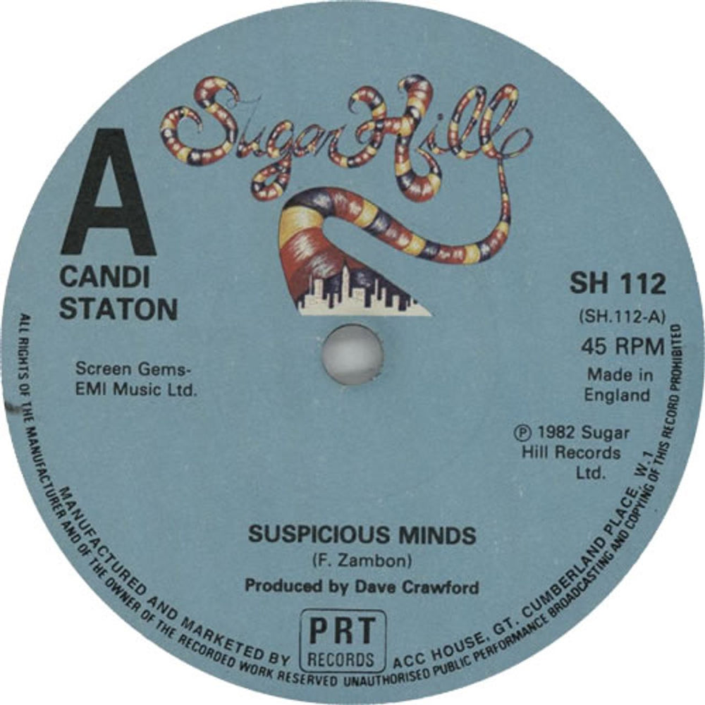 Candi Staton Suspicious Minds UK 7" vinyl single (7 inch record / 45) SH112