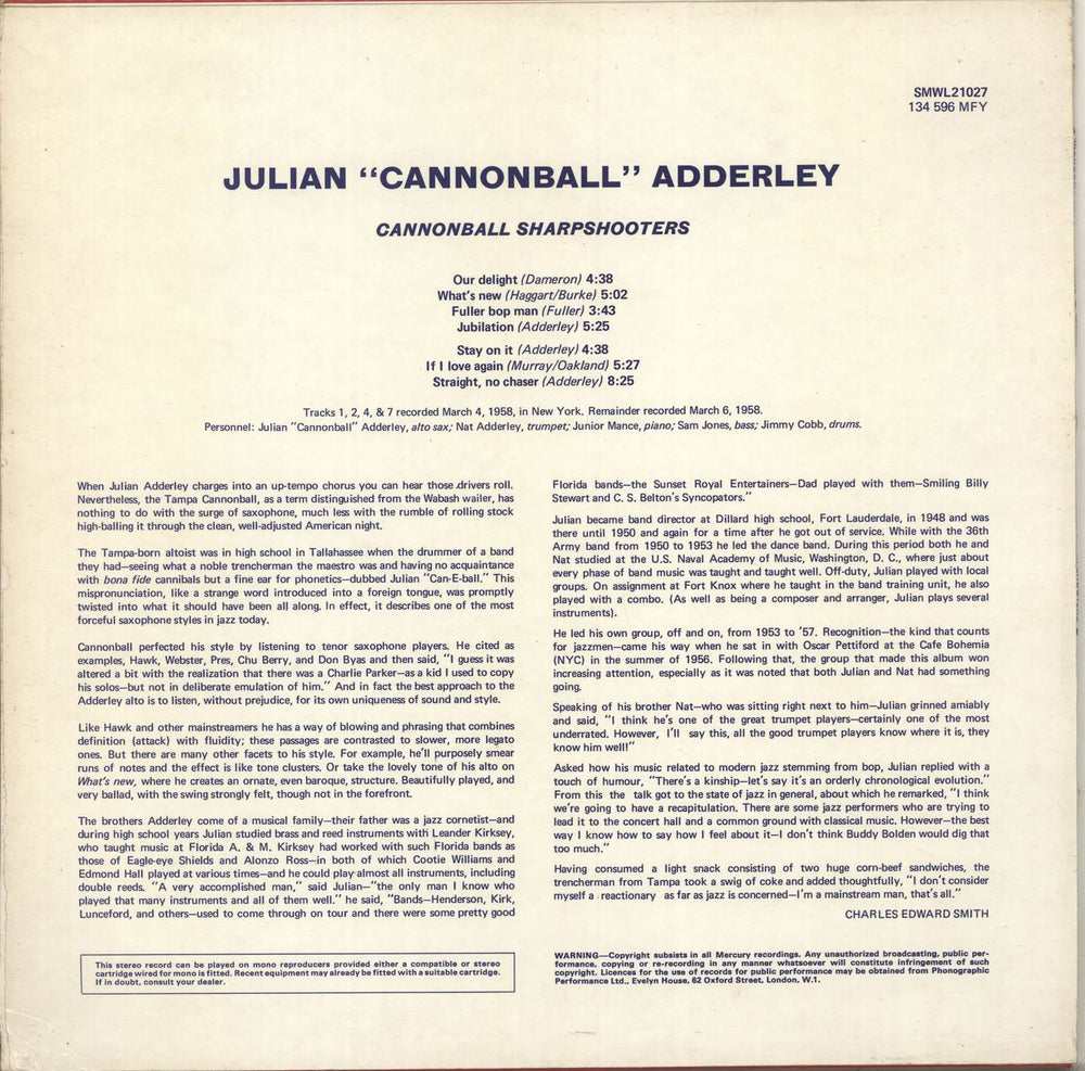 Cannonball Adderley Cannonball's Sharpshooters UK vinyl LP album (LP record)