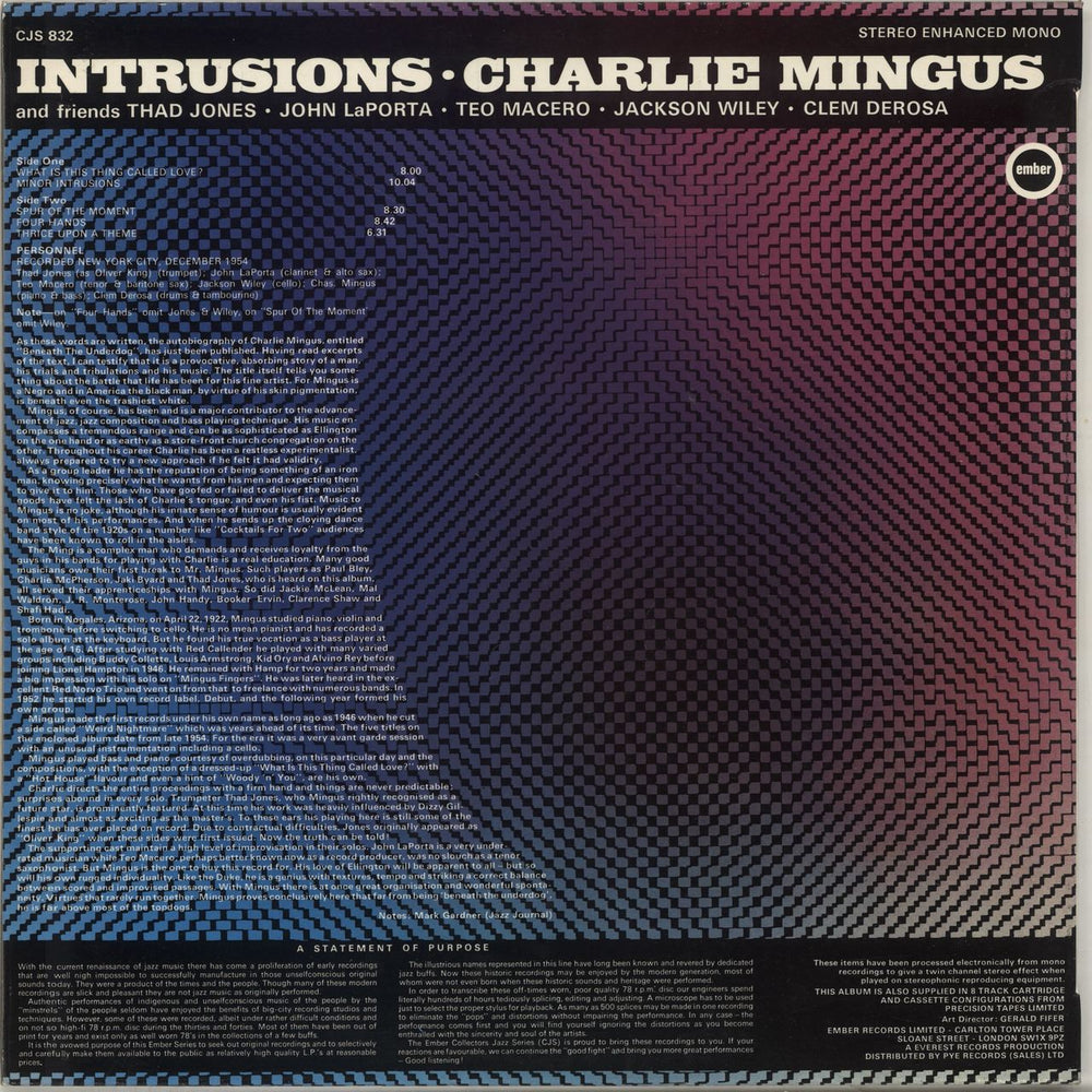 Charles Mingus Intrusions UK vinyl LP album (LP record)