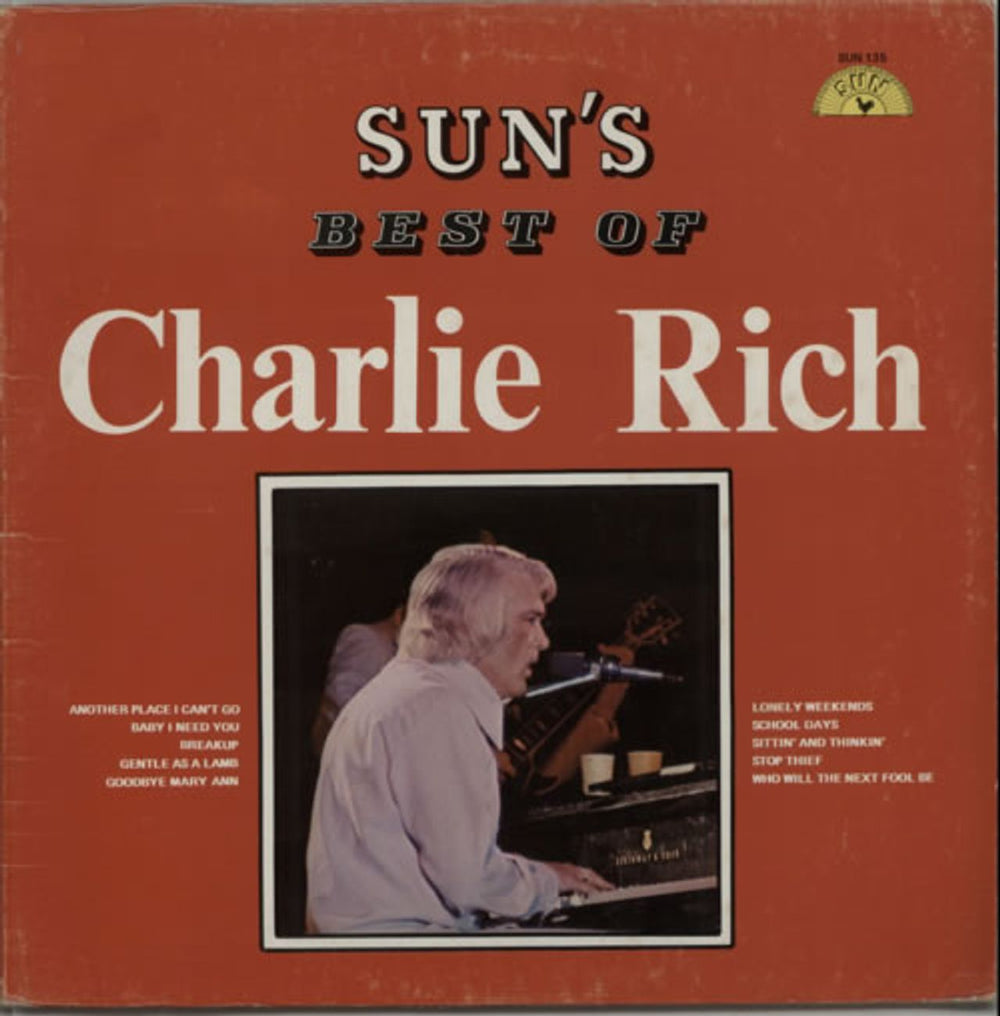 Charlie Rich Sun's Best Of US vinyl LP album (LP record) SUN135