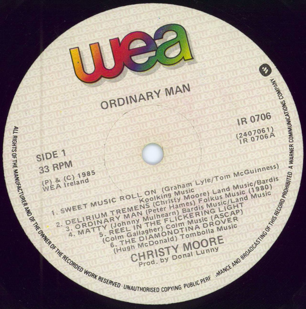 Christy Moore Ordinary Man - 1st - Withdrawn Irish vinyl LP album (LP record) CMRLPOR782490