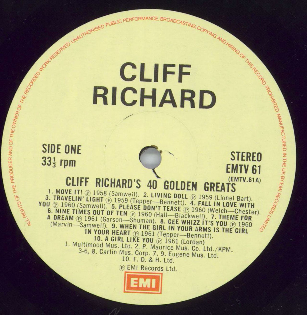 Cliff Richard 40 Golden Greats - 2nd UK 2-LP vinyl record set (Double LP Album) RIC2LGO819315