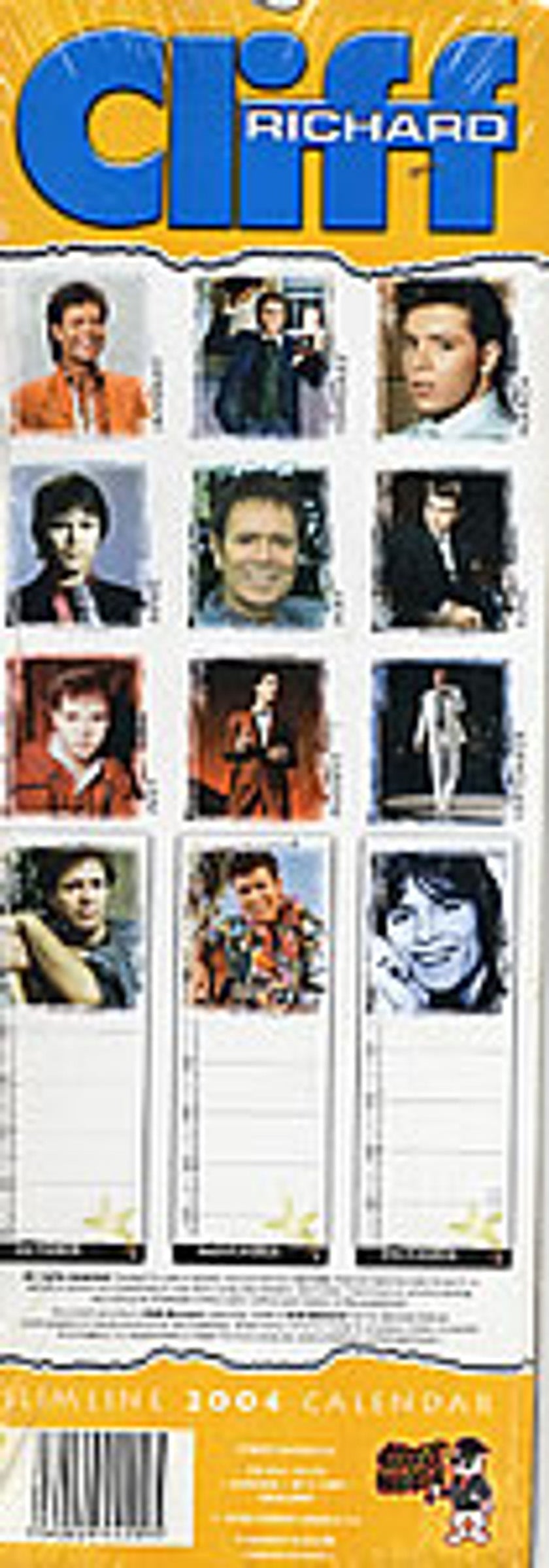 Cliff Richard Slimline 2004 Calendar UK calendar RICCASL256051