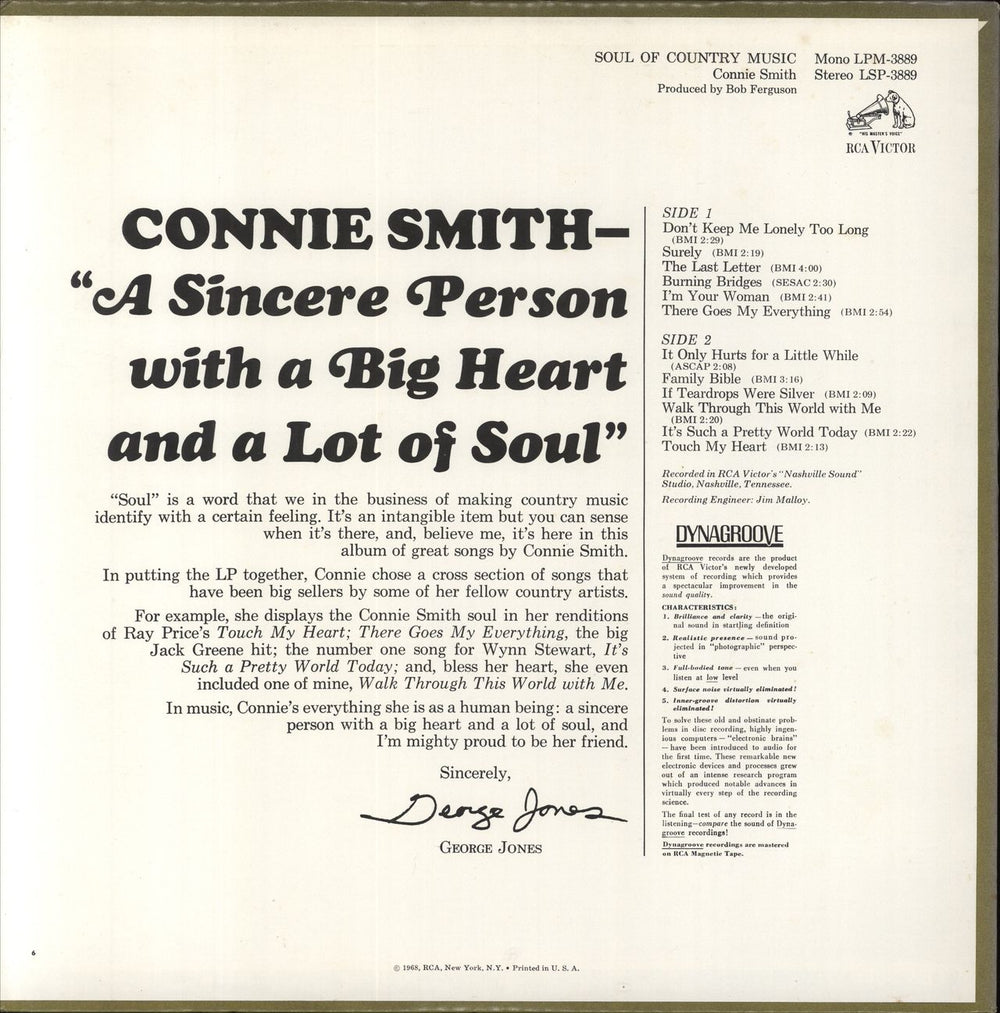 Connie Smith Soul Of Country Music - 2nd US vinyl LP album (LP record)