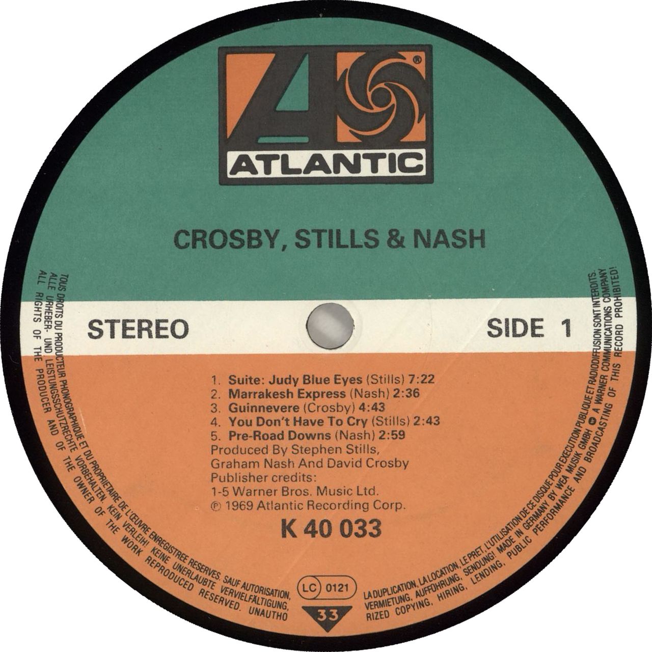 Crosby, Stills & Nash Crosby Stills & Nash German Vinyl LP —