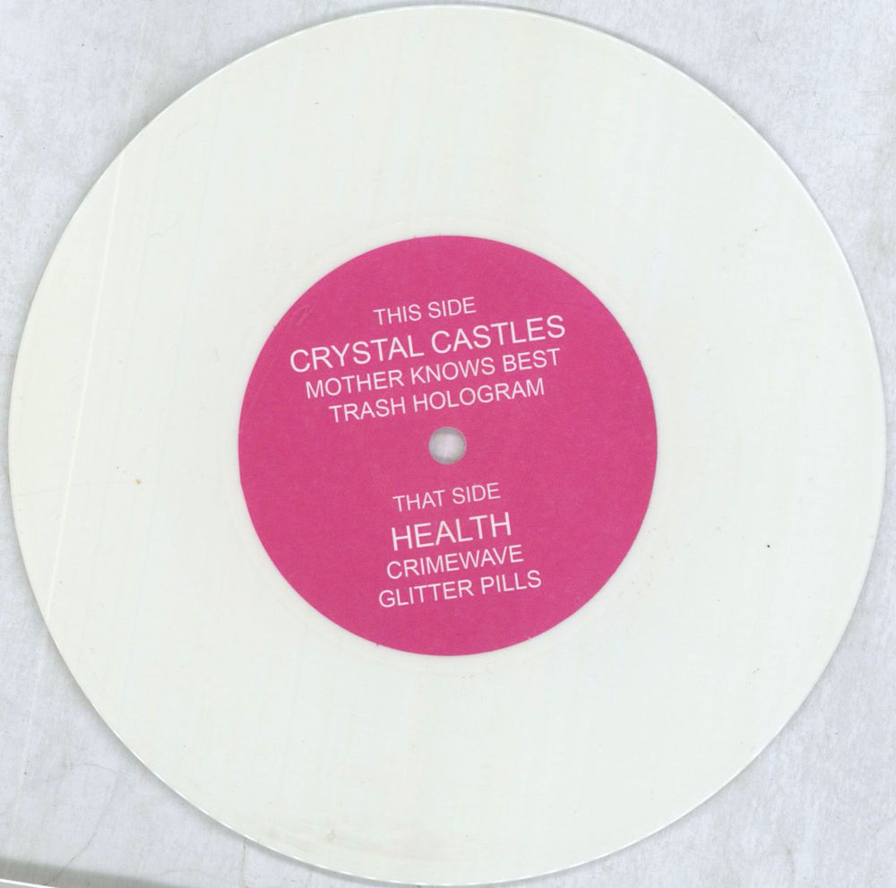 Crystal Castles Mother Knows Best / Crimewave - 1st - White Vinyl US 7" vinyl single (7 inch record / 45) CY807MO577035