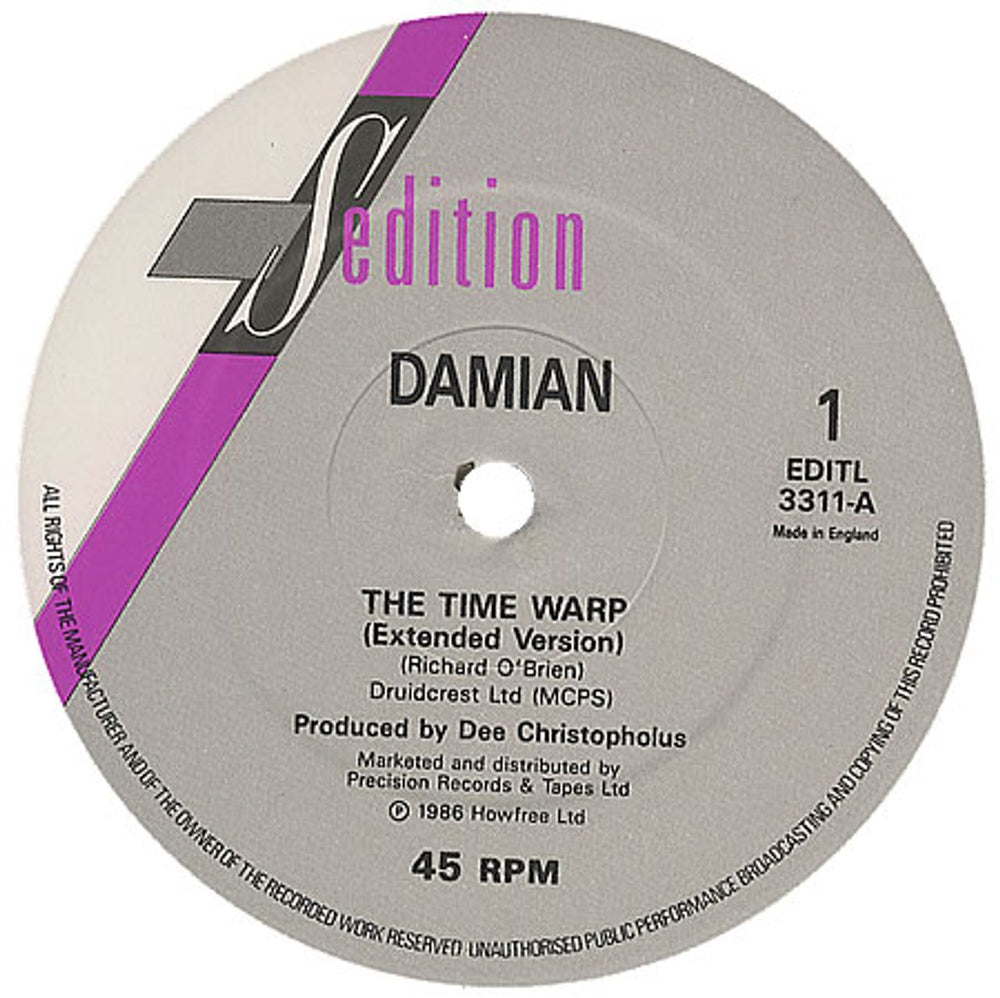Damian The Time Warp UK 12" vinyl single (12 inch record / Maxi-single) DMN12TH107564