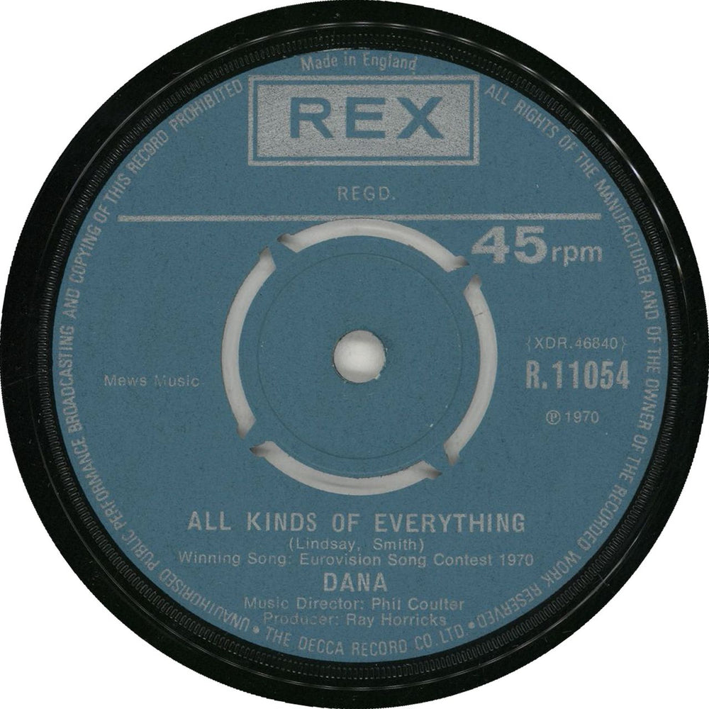 Dana All Kinds Of Everything UK 7" vinyl single (7 inch record / 45) R11054