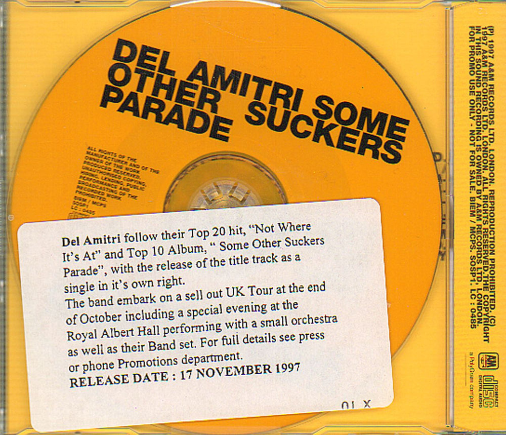 Del Amitri Some Other Suckers Parade UK Promo CD single (CD5 / 5") DELC5SO95496