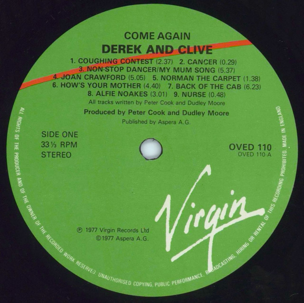 Derek And Clive Come Again UK vinyl LP album (LP record) D/CLPCO417983
