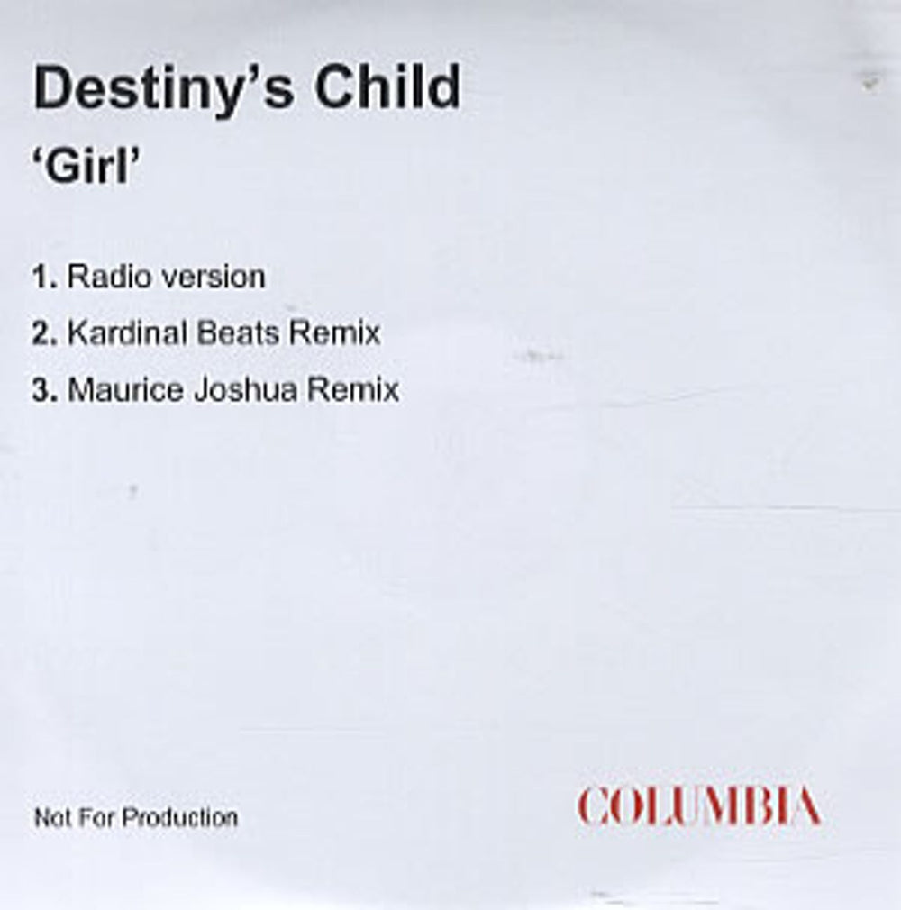 Destiny's Child Girl UK CD-R acetate CD-R ACETATE