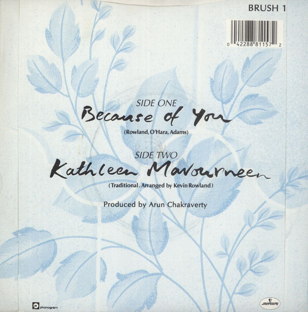 Dexys Midnight Runners Because Of You - Kevin Main Artist Sleeve UK 7" vinyl single (7 inch record / 45) 042288811572