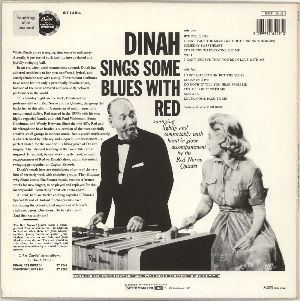 Dinah Shore Dinah Sings Some Blues With Red French vinyl LP album (LP record) 5099915655912