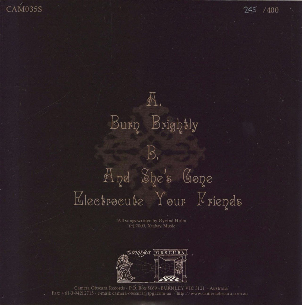 Dipsomaniacs Bellows Make You Burn More Brightly - Numbered Australian 7" vinyl single (7 inch record / 45)