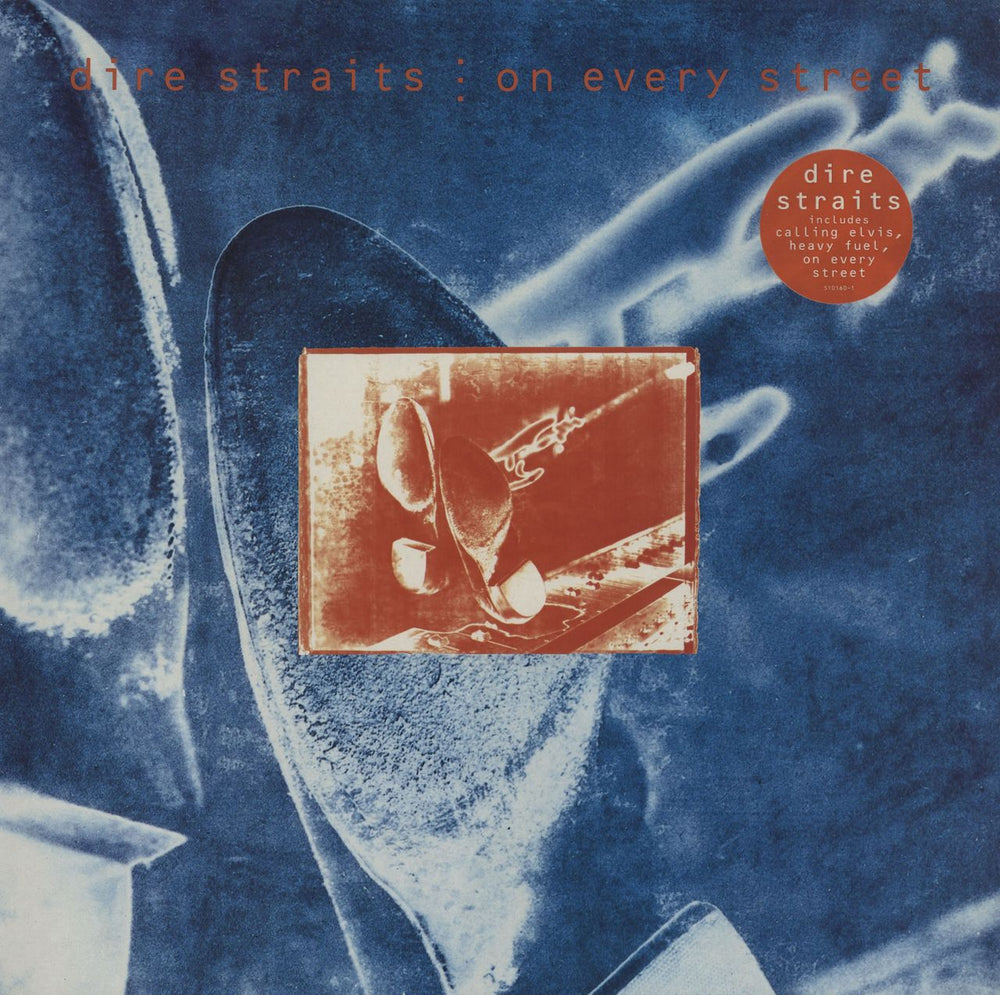 Dire Straits On Every Street + Hype Sticker UK vinyl LP album (LP record) 510160-1