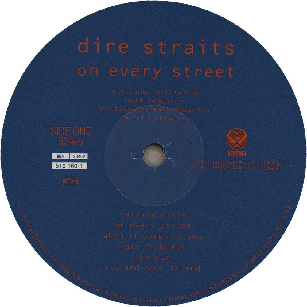 Dire Straits On Every Street + Hype Sticker UK vinyl LP album (LP record) DIRLPON495799