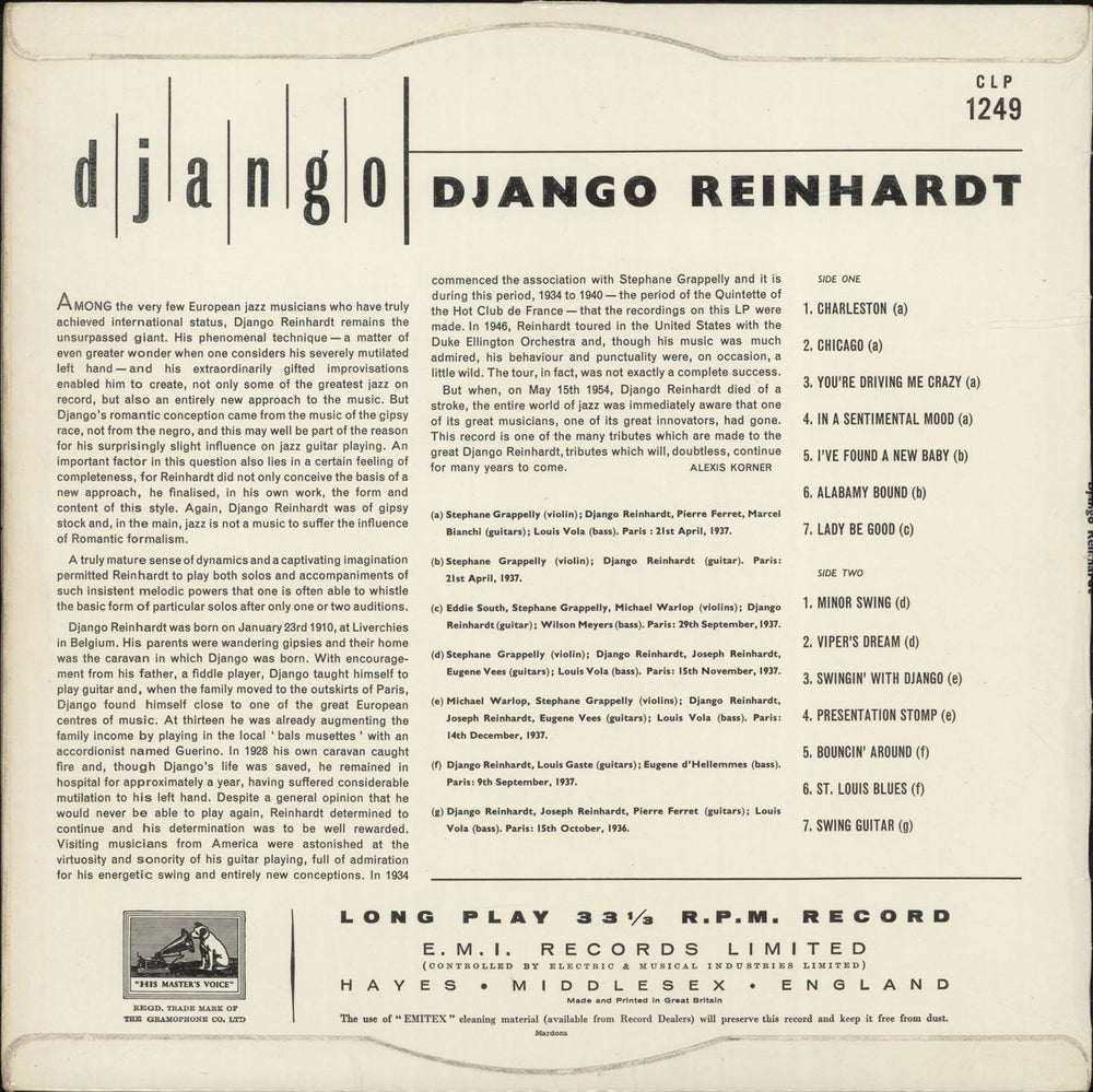 Django Reinhardt Django UK vinyl LP album (LP record)