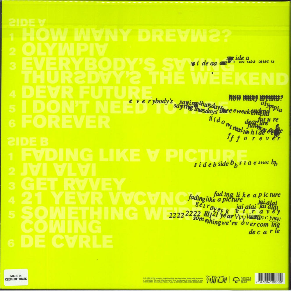 DMA's How Many Dreams? - Neon Yellow Vinyl + Autographed Sleeve UK vinyl LP album (LP record) 9341004108080