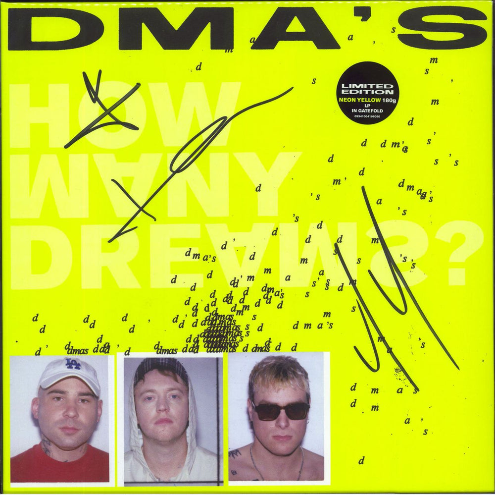 DMA's How Many Dreams? - Neon Yellow Vinyl + Autographed Sleeve UK vinyl LP album (LP record) IOU699