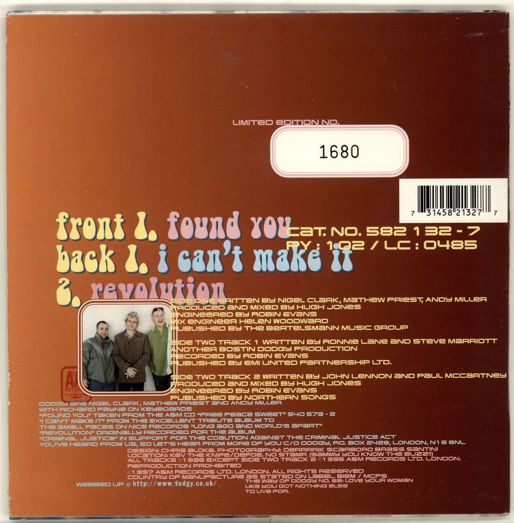 Dodgy Found You UK 7" vinyl single (7 inch record / 45) DOD07FO195929