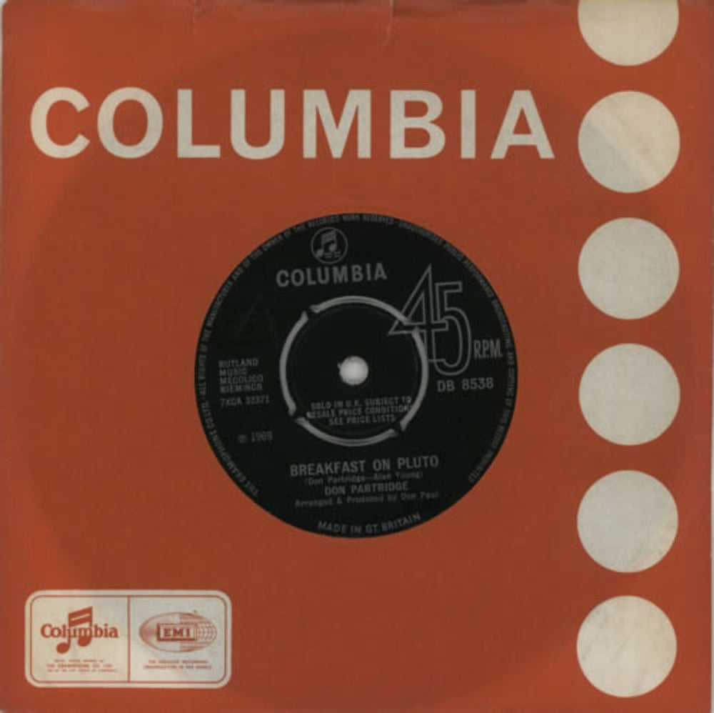 Don Partridge Breakfast On Pluto UK 7" vinyl single (7 inch record / 45) DB8538