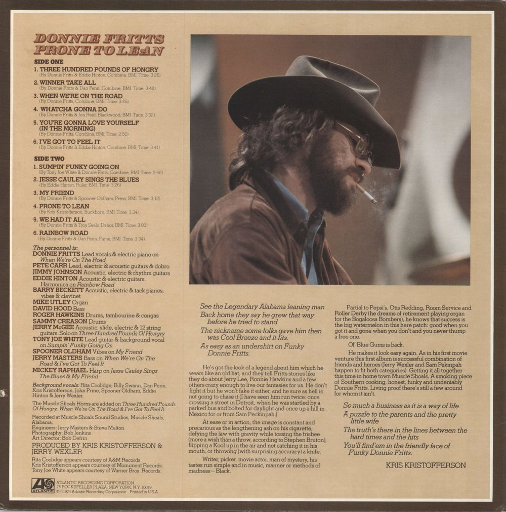 Donnie Fritts Prone To Lean US vinyl LP album (LP record)